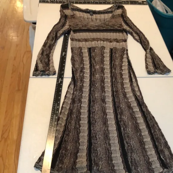 INC INTERNATIONAL CONCEPTS XL brown &amp; Ivory knit dress scoop neck long sleeve