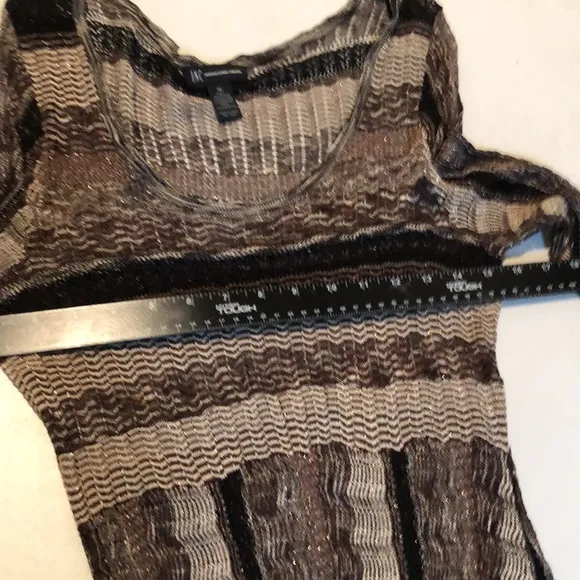 INC INTERNATIONAL CONCEPTS XL brown &amp; Ivory knit dress scoop neck long sleeve