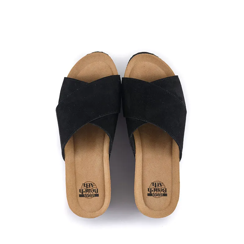 Inis - Vegan Wedge Crossover Slider - Black