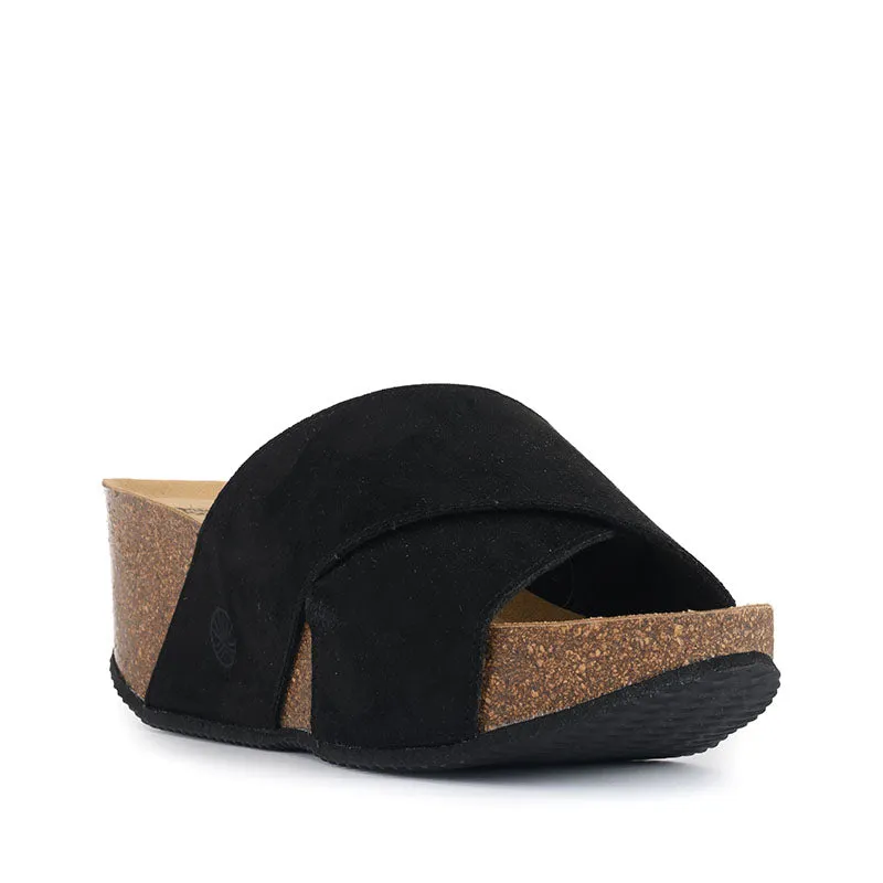 Inis - Vegan Wedge Crossover Slider - Black