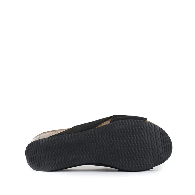 Inis - Vegan Wedge Crossover Slider - Black