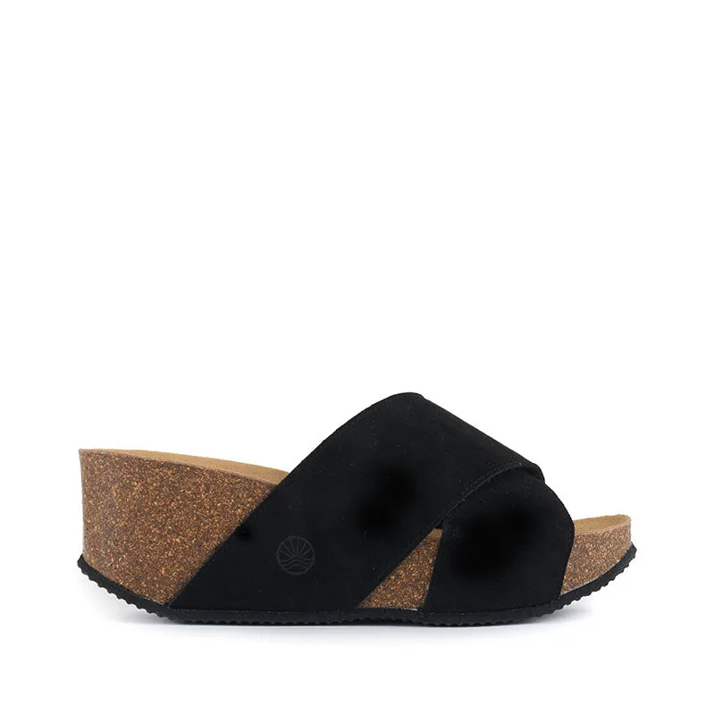 Inis - Vegan Wedge Crossover Slider - Black