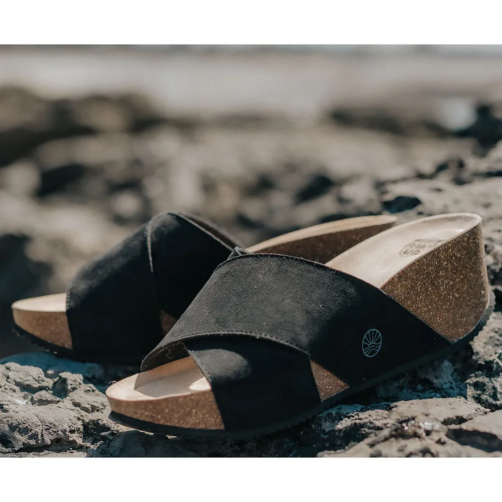 Inis - Vegan Wedge Crossover Slider - Black