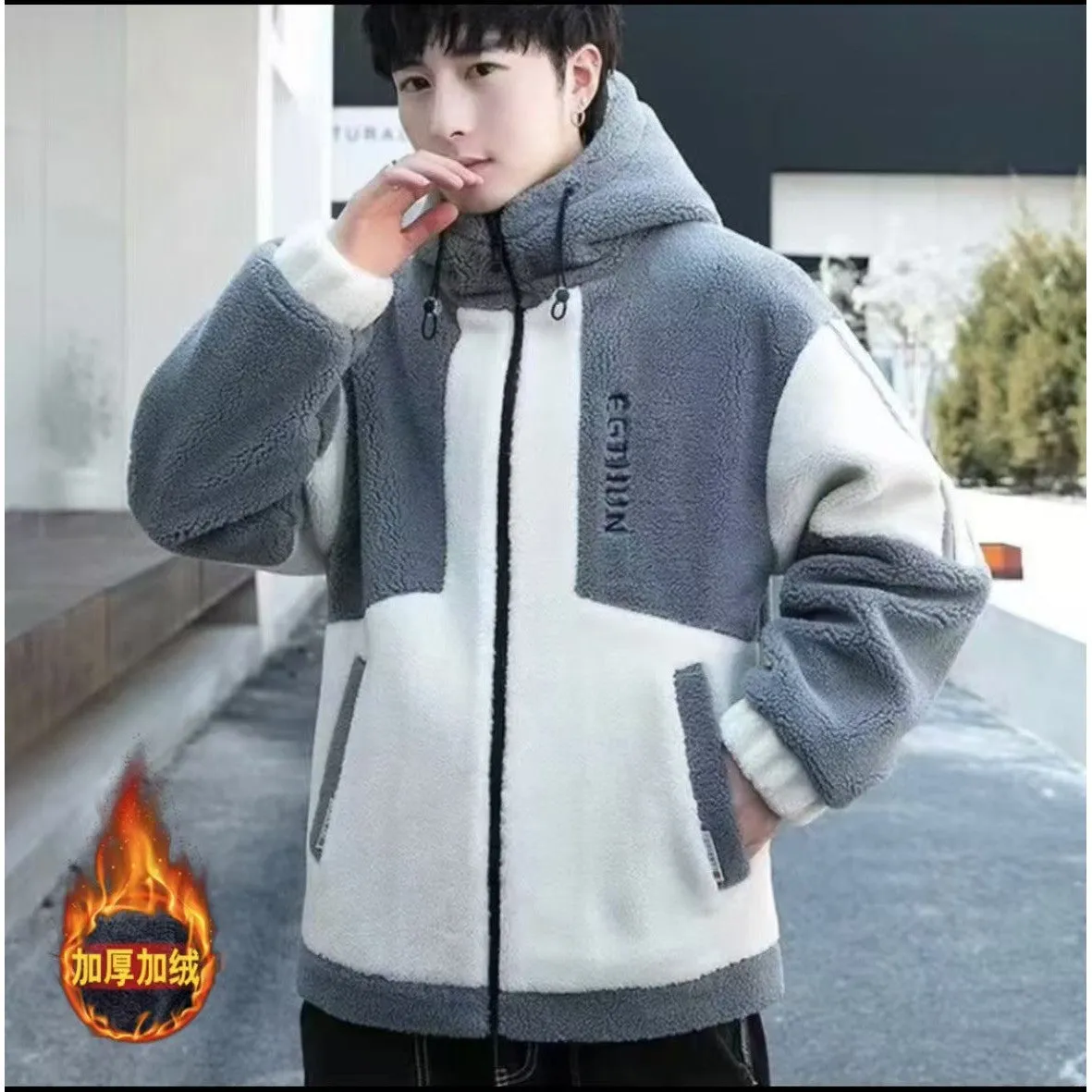 INSTOCK-Lambskin Jacket Men's Hooded Jacket