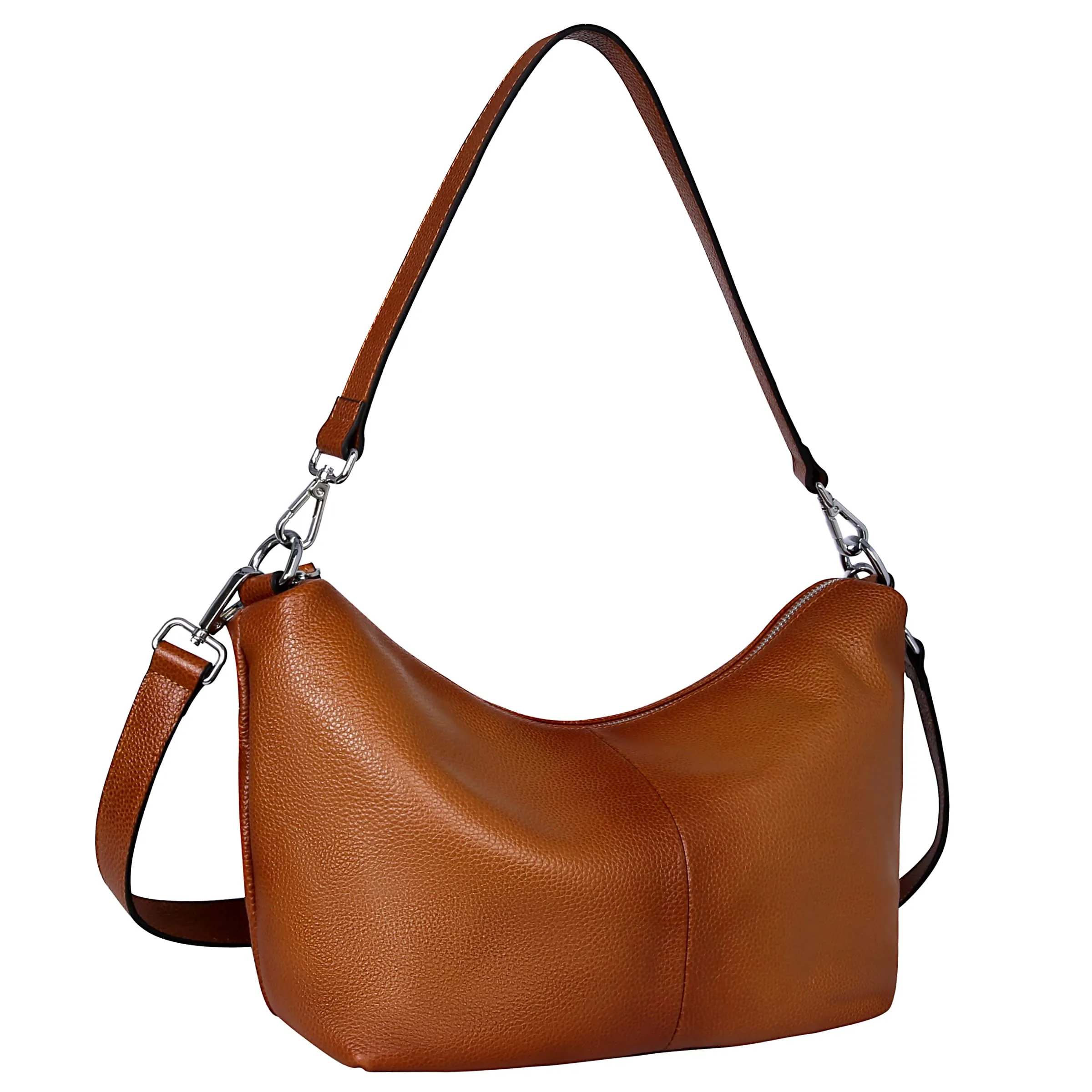 Iswee Soft Leather Handbags for Women Purses Brown Shoulder Bags Cross Body Bag Satchel Tote Travel Bag Hobo (Sorrel)