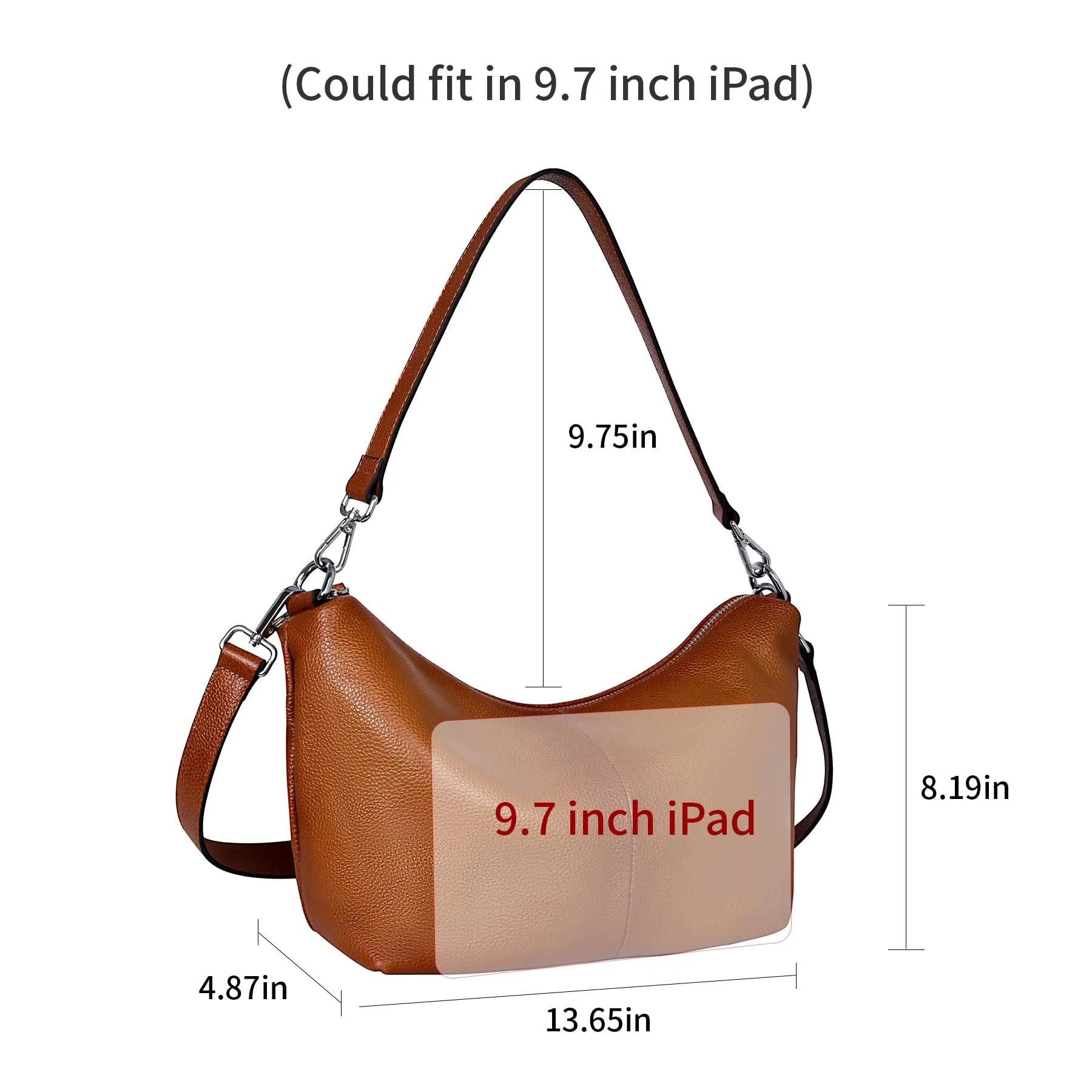 Iswee Soft Leather Handbags for Women Purses Brown Shoulder Bags Cross Body Bag Satchel Tote Travel Bag Hobo (Sorrel)