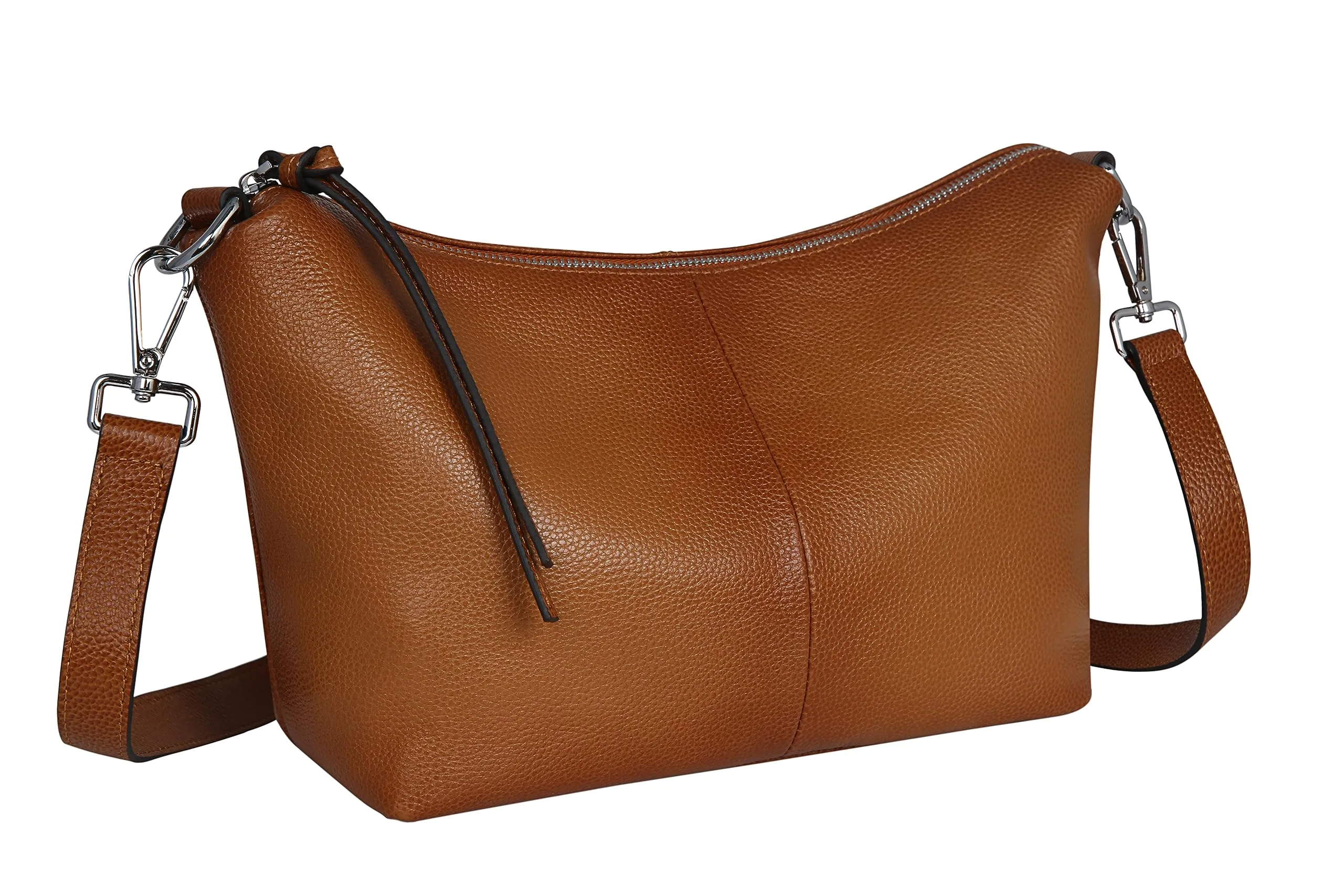 Iswee Soft Leather Handbags for Women Purses Brown Shoulder Bags Cross Body Bag Satchel Tote Travel Bag Hobo (Sorrel)