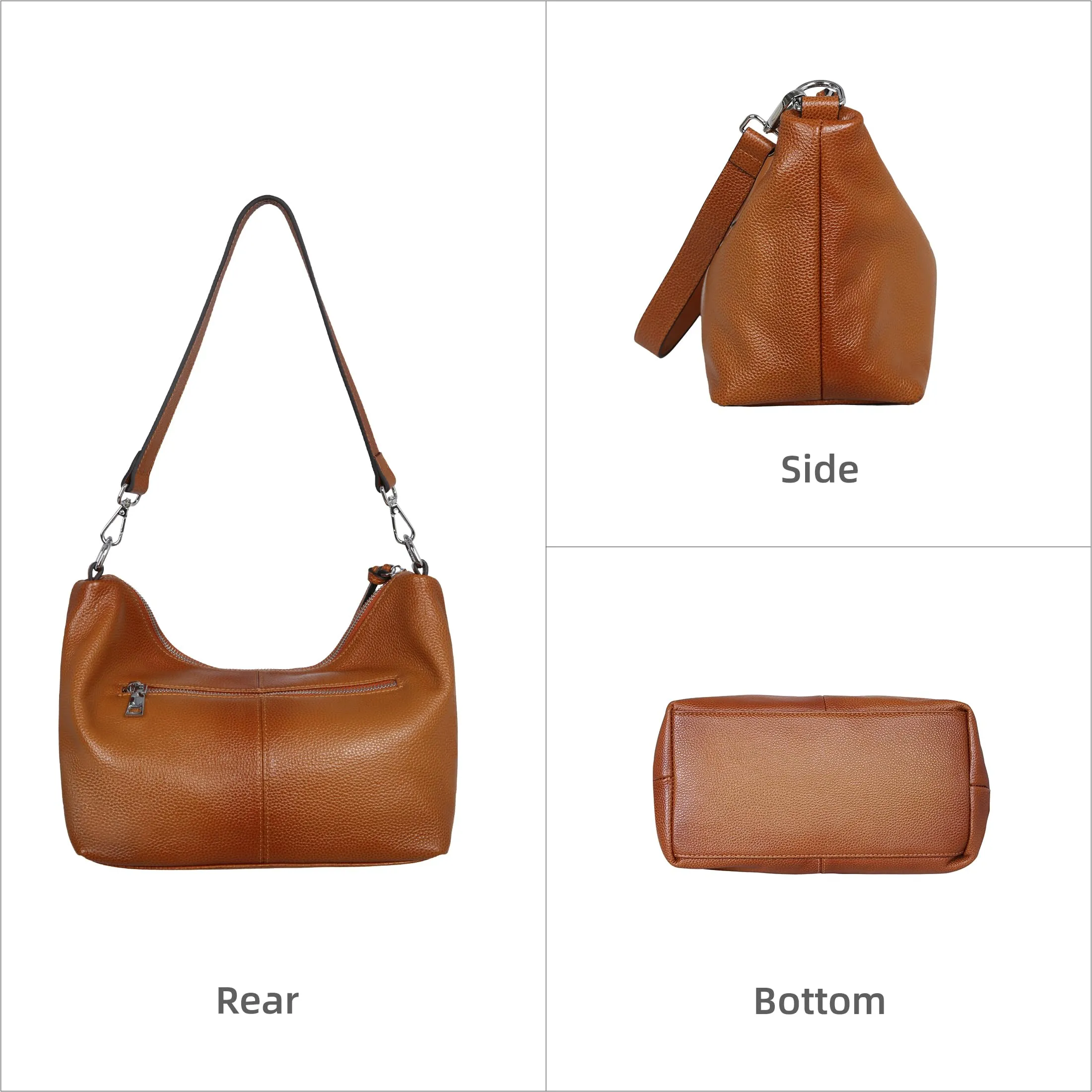 Iswee Soft Leather Handbags for Women Purses Brown Shoulder Bags Cross Body Bag Satchel Tote Travel Bag Hobo (Sorrel)