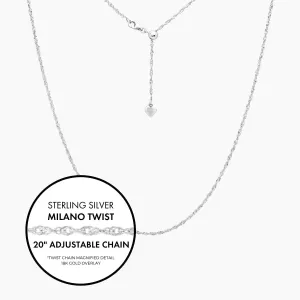 Italian Sterling Silver Milano Twist Adjustable Chain