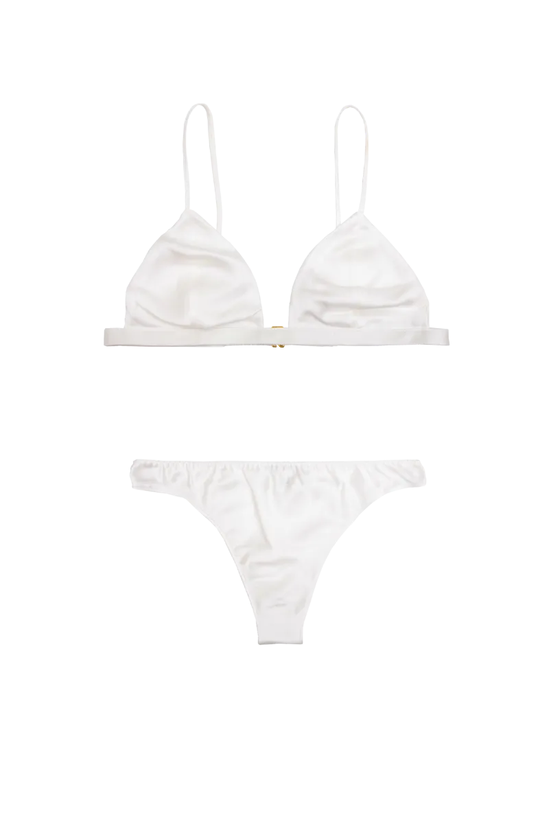 IVY BRA TOP AND ZOE PANTY: IVORY ORGANIC SILK SET