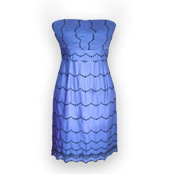 J CREW Navy Blue Cotton Strapless Mini Dress