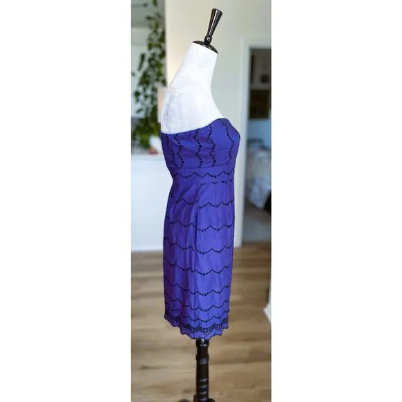 J CREW Navy Blue Cotton Strapless Mini Dress