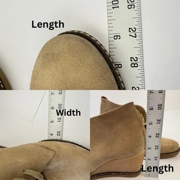 J. Crew Tan Suede Leather Made in Italy Lace Up Wedge Heel Booties Sz 7 Preppy