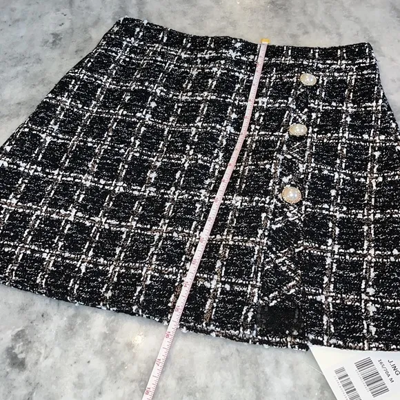 J. Ing Plaid Boucle Mini Skirt
