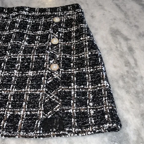 J. Ing Plaid Boucle Mini Skirt