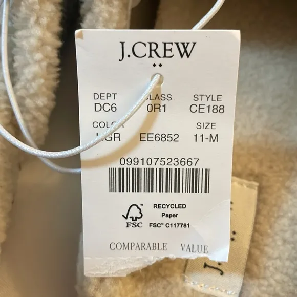 J.Crew Cream Fleece Slippers