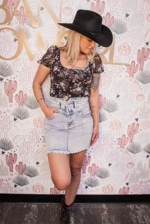 Jean Skirt with Fray Bottom