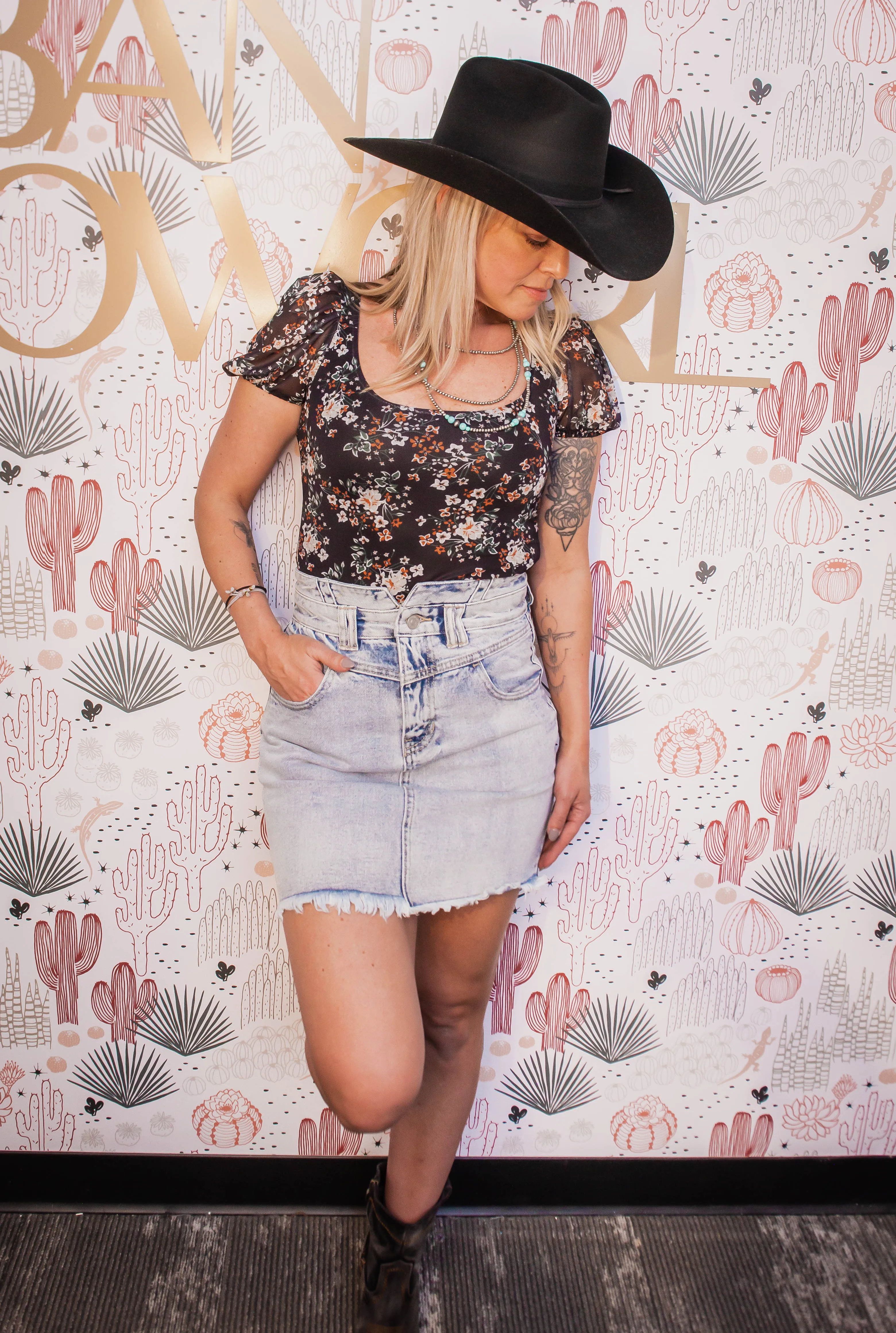 Jean Skirt with Fray Bottom