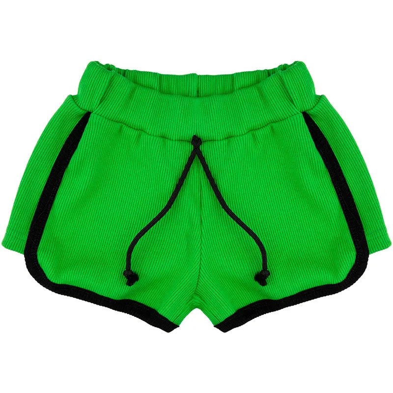 Jelly Alligator Ribbed Retro Shorts - Granny Smith Green