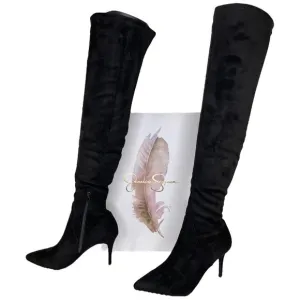 Jessica Simpson Abrine Black Microsuede Fabric OTK Womens Boots Size 8.5M