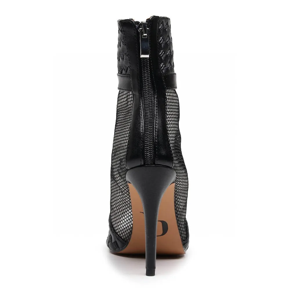 Jezabel - Black Vegan Leather - Suede Sole - Dance Floor Only