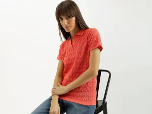 Johny Collar Crochet Knit Polo T-Shirt