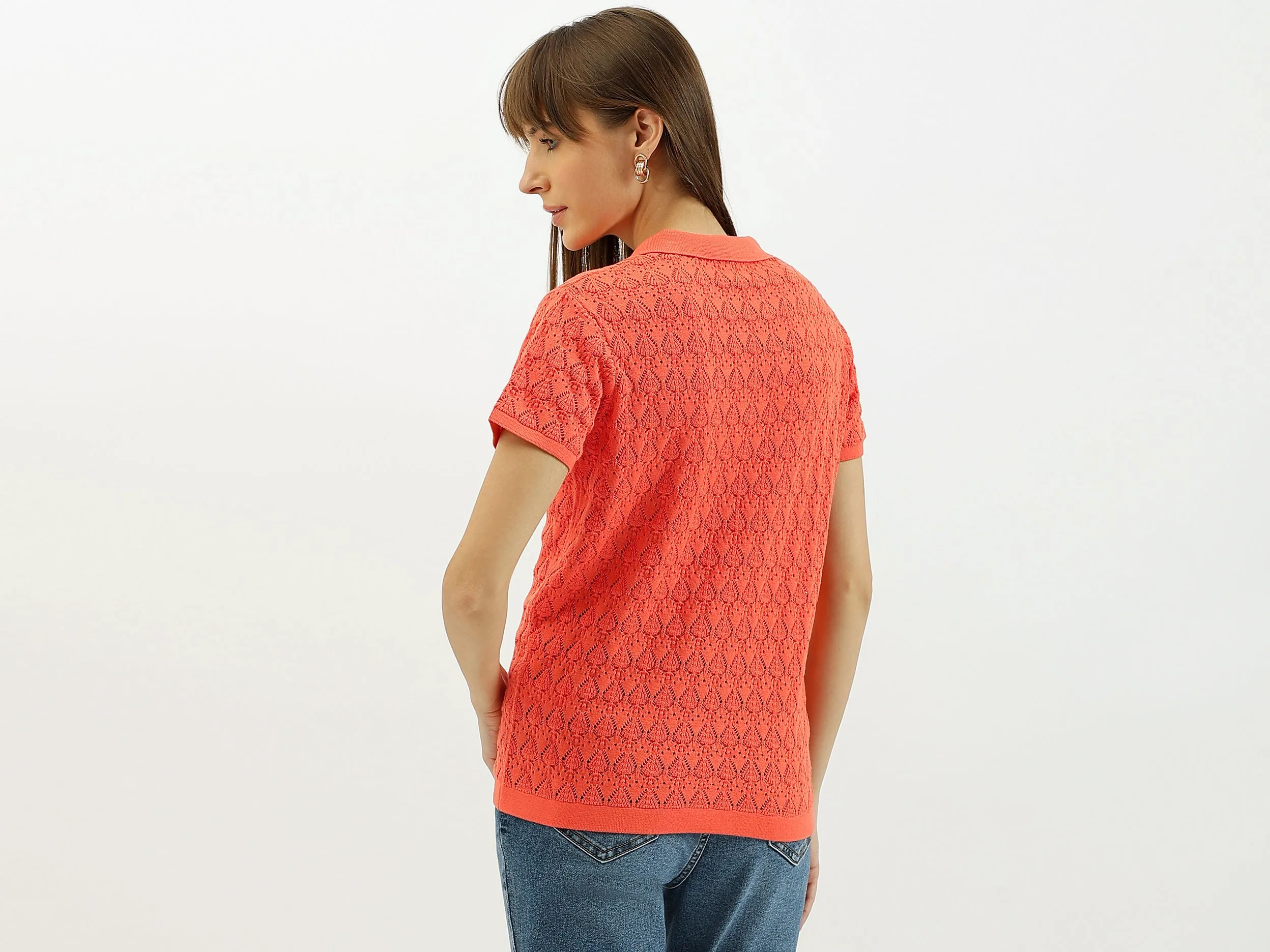 Johny Collar Crochet Knit Polo T-Shirt