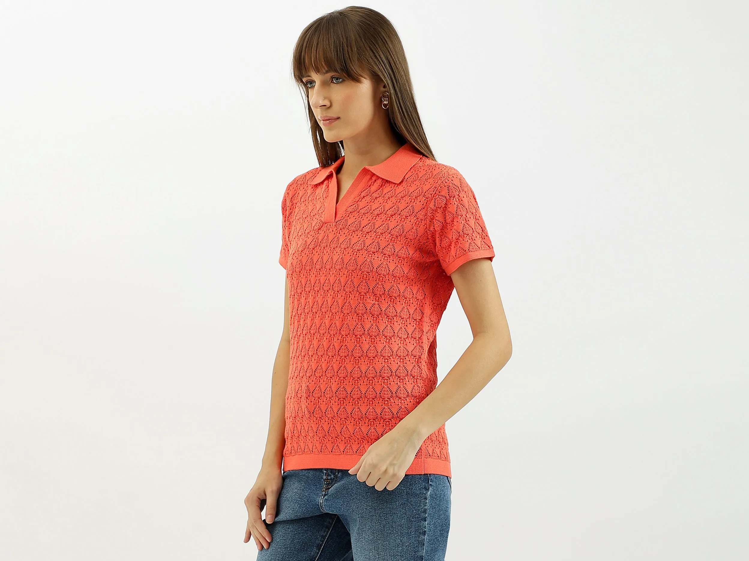 Johny Collar Crochet Knit Polo T-Shirt
