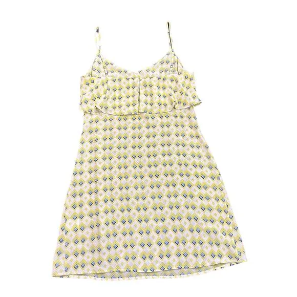 Joie Parthena dress yellow diamond pattern silk mini Size Small
