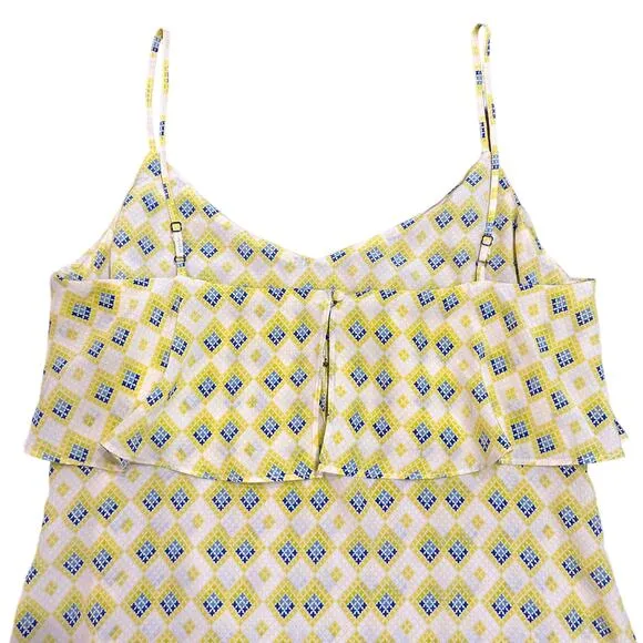 Joie Parthena dress yellow diamond pattern silk mini Size Small