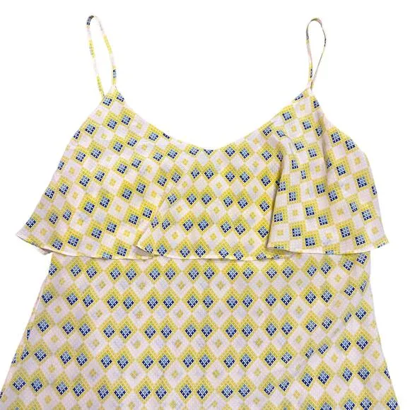 Joie Parthena dress yellow diamond pattern silk mini Size Small