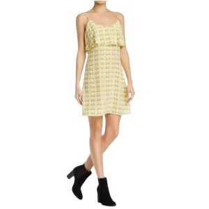 Joie Parthena dress yellow diamond pattern silk mini Size Small