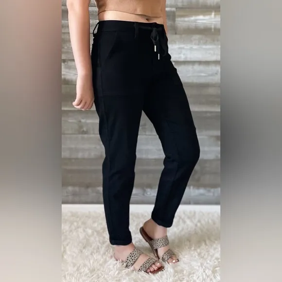 judy blue high waist double roll cuffed black denim jogger jeans JB88700REG BK