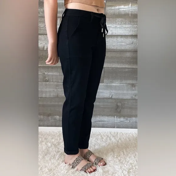 judy blue high waist double roll cuffed black denim jogger jeans JB88700REG BK