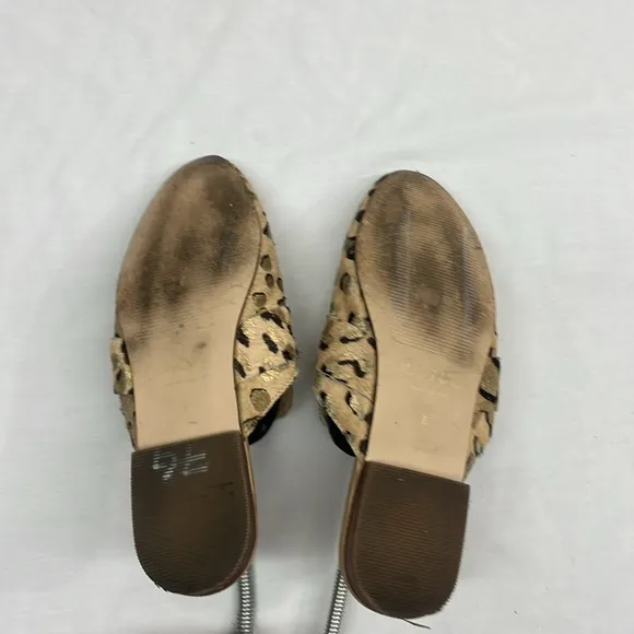 Kaanas Real Calf Fur Leopard Print Mules Size 6