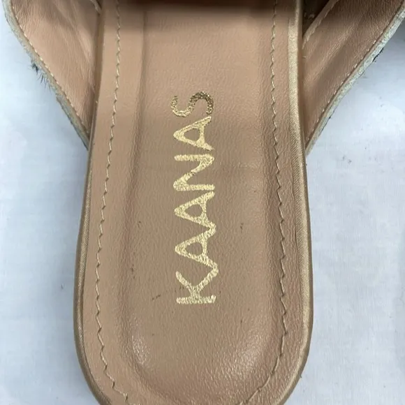 Kaanas Real Calf Fur Leopard Print Mules Size 6