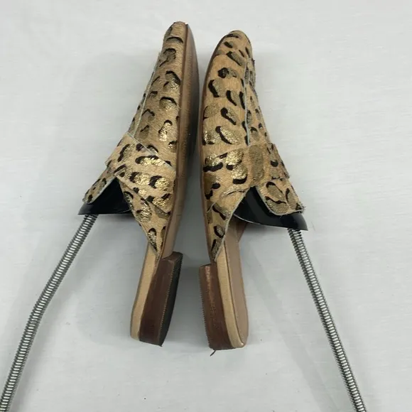 Kaanas Real Calf Fur Leopard Print Mules Size 6