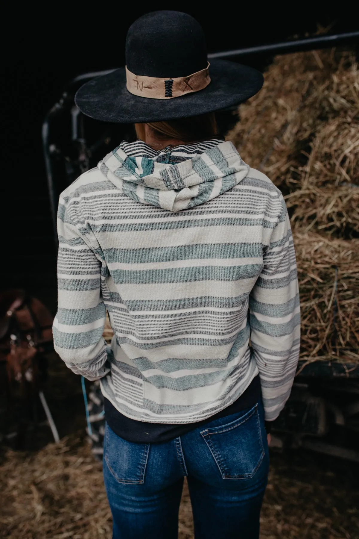 'Kalliee' Women's Blue Striped Hoodie by Cruel Denim (XS ONLY)