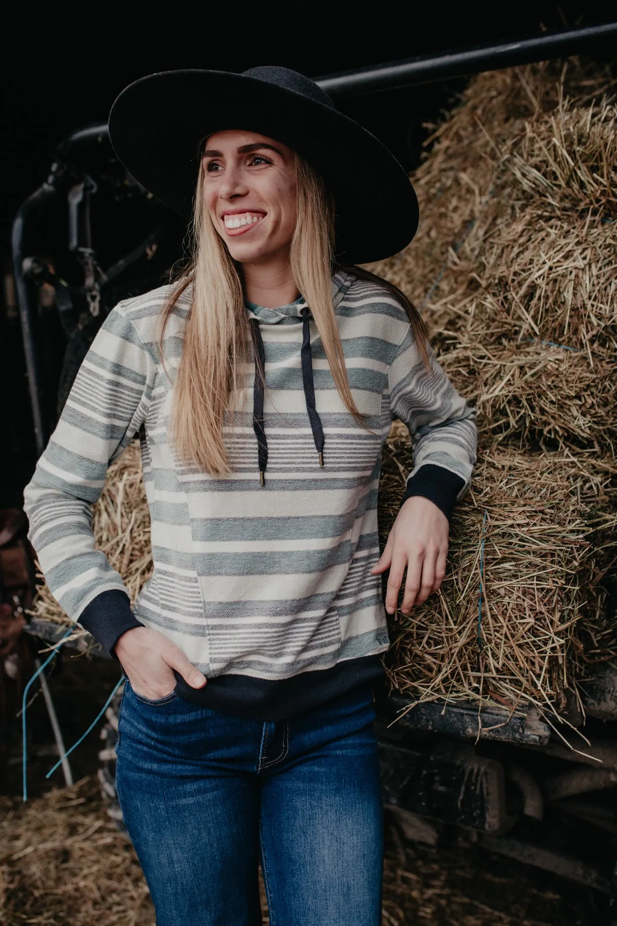 'Kalliee' Women's Blue Striped Hoodie by Cruel Denim (XS ONLY)