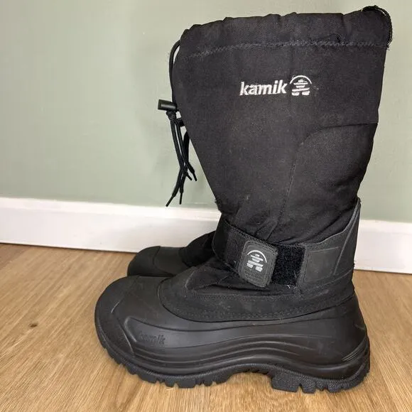 Kamik Mens 9 Greenbay 4 Snow Boots WaterProof Black Thinsulate Warm Adjustable