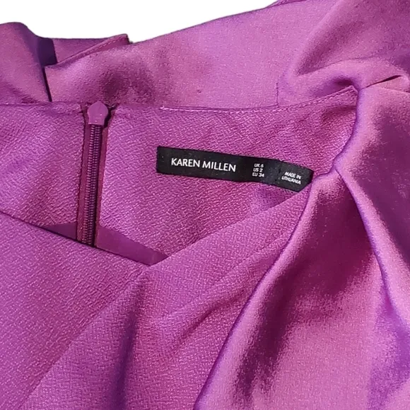 Karen Millen Purple Fuchsia Mini Ruffle Party Formal Dress (Size 2)