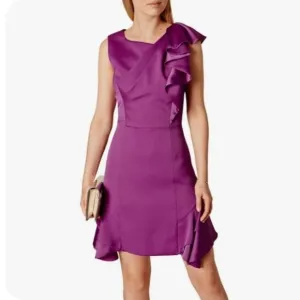 Karen Millen Purple Fuchsia Mini Ruffle Party Formal Dress (Size 2)