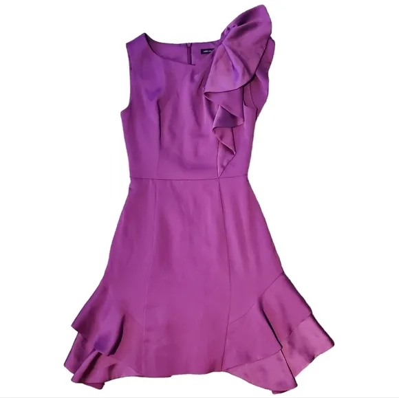 Karen Millen Purple Fuchsia Mini Ruffle Party Formal Dress (Size 2)