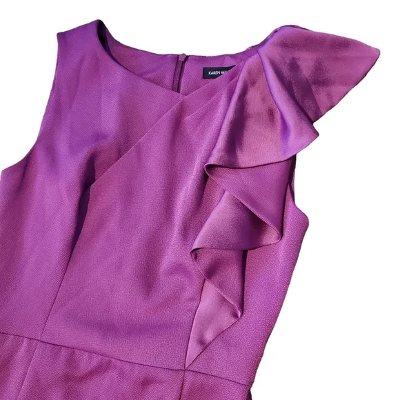 Karen Millen Purple Fuchsia Mini Ruffle Party Formal Dress (Size 2)