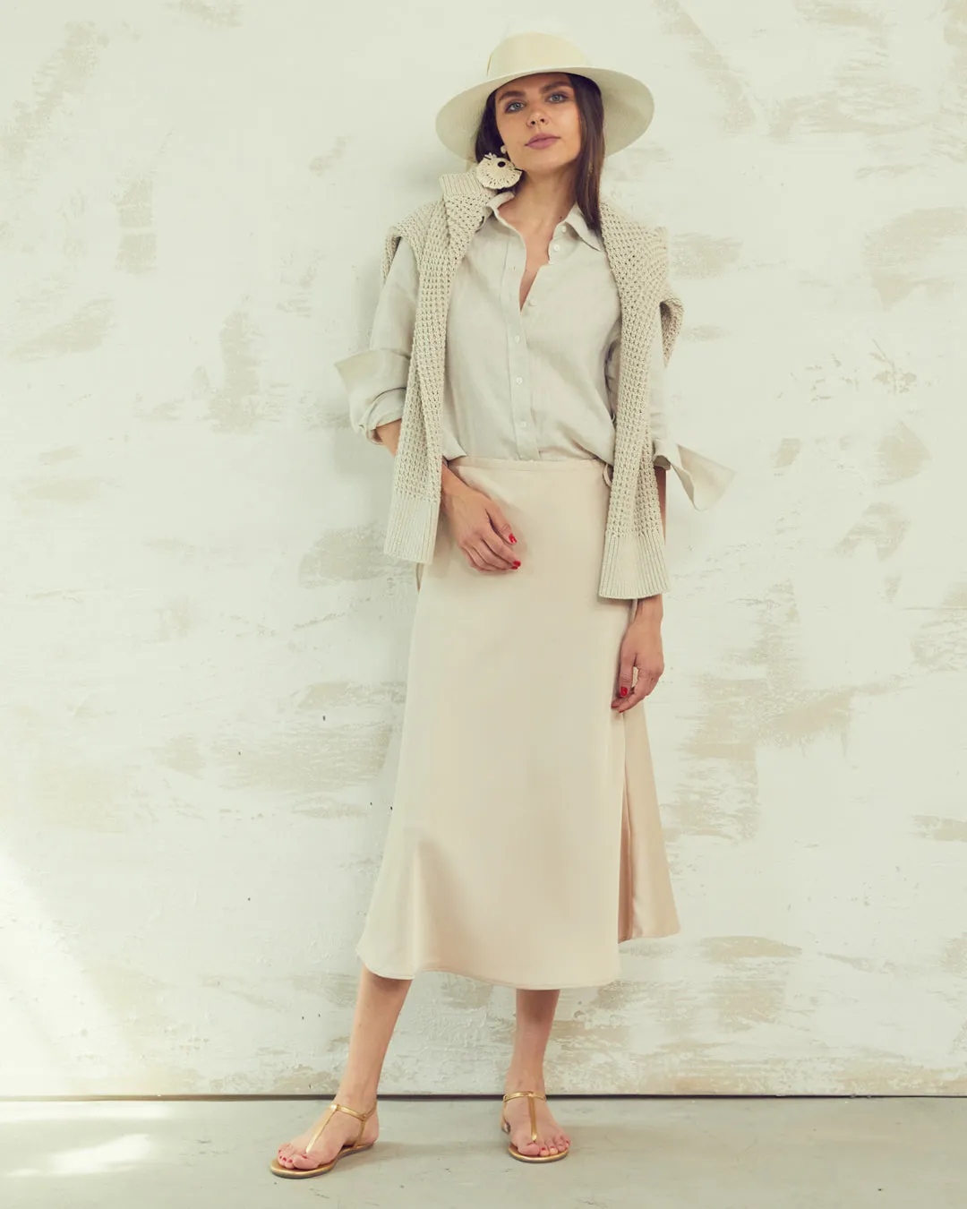 Kate Slip Skirt in Taupe