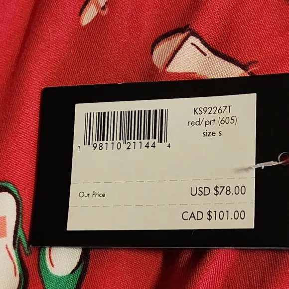 Kate Spade 2 piece Red Party Shoes Sleepwear Set