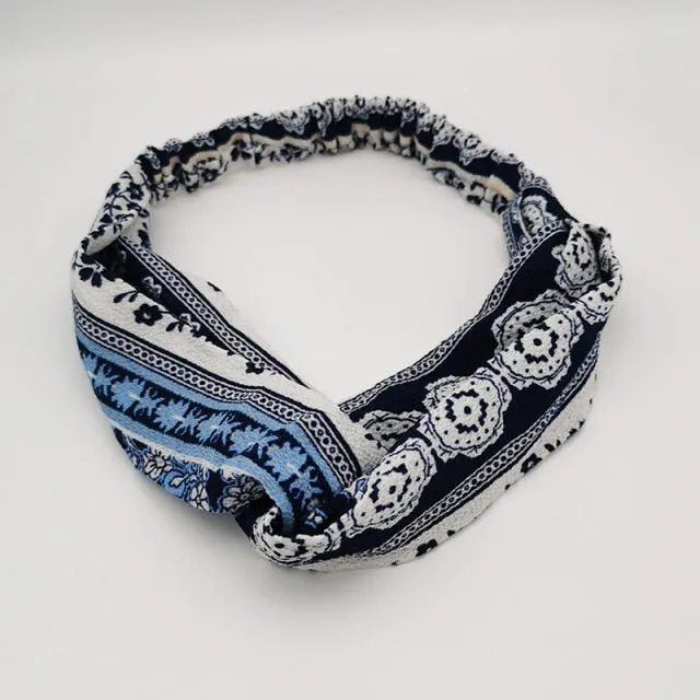 KE Fashion Hair Bohemian Cross Elastic Hair Band.