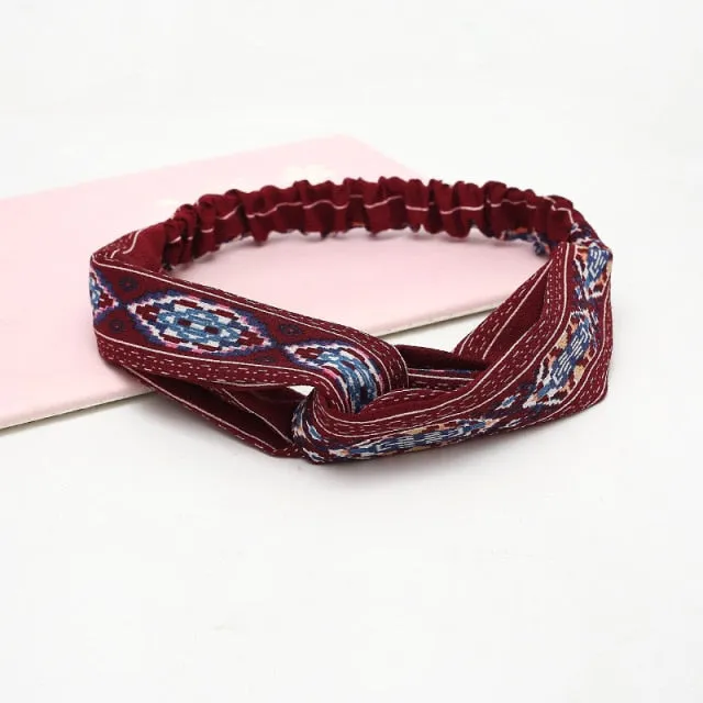 KE Fashion Hair Bohemian Cross Elastic Hair Band.