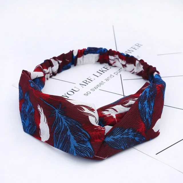 KE Fashion Hair Bohemian Cross Elastic Hair Band.
