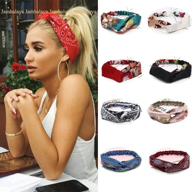 KE Fashion Hair Bohemian Cross Elastic Hair Band.
